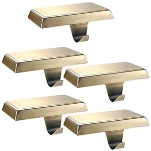 Sunshane 5 Pieces Christmas Stocking Holders Mantel Stocking Hanger Hooks Fireplace Mantle Metal Hang Bases for Xmas Party Decorations (Black)