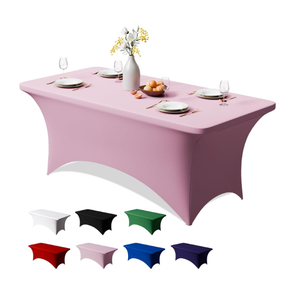 Trlyc 2 Pack 4FT Spandex Table Cloth - 48 x 30 Inch Rectangular Stretch Tablecloth, Wrinkle Resistant Scretch Table Cover for Wedding, Party, Banquet, Picnic, Outdoor Decoration (2Pcs, Pink)