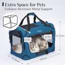 Extra Large Cat Carrier for 2 Cats, Collapsible Soft Sided Pet XL Crate for Large Mudium Big Cat 20lbs+, Car Travel Portable Bag for Long Trips Ride 24"x16.5"x16.5" (Prussian Blue)