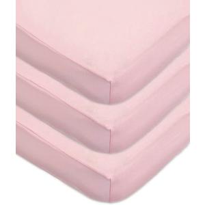 American Baby Company 3 Pack 100% Natural Cotton Fitted Crib Sheets 52" x 28" - Soft, Breathable, Hypoallergenic & Gentle Toddler Bed Sheets, Pink, Neutral for Boys & Girls