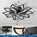 Dalouguan 35" Black Modern Ceiling Fan with Lights Remote Control, 6 Speeds 3 Light Color Low Profile Flush Mount Ceiling Fan with Light for Kitchen Bedroom