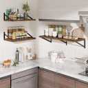 Deep Wall Shelves 55"W x 12"D Engineered Wood Floating Shelves for Wall, Sturdy Metal Bracket Bookshelves Home Decor Storage for Living Room Bedroom Bathroom Kitchen, Set of 2, Rustic Brown Finish