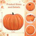LFF 10.3"x12.8" Large Orange Fake Pumpkin Fall Halloween Thanksgiving Decor