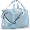 Percover Weekender Travel Duffel Bag for Women, Lightweight Soft-Structure 33L Carry-On, Water-Resistant Nylon with Shoulder Strap & Trolley Sleeve, Personal Item Friendly, Sky Blue, 22.83 x 7.48 x 16.14 inches