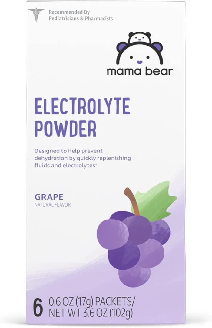 Amazon Brand - Mama Bear Electrolyte Powder Packets 0.6oz, Grape, 6 Count (3.6 Ounce (Pack of 1))