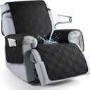 TAOCOCO 100% Waterproof Recliner Chair Cover, Non Slip Recliner Covers for Recliner Chair with Pocket, Washable Reclining Chair Cover Furniture Protector for Kids, Pets(23.6'', Black)