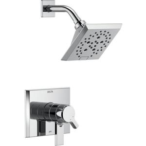 Delta Faucet Pivotal 17 Series Dual-Function Shower Faucet, Shower Trim Kit, 5-Spray H2Okinetic Shower Head, Chrome T17299 (Valve Not Included) (Without Rough)