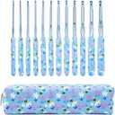 Blingcute Ergonomic Crochet Hooks Set  12 Sizes (2.0mm8.0mm), Soft Grip Handles with Smooth Aluminum Needles, Portable Case, Comfortable Crochet Kit for Long-Time Crocheting & Arthritic Hands (Blue)