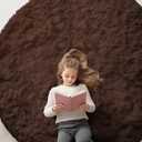 OLANLY Coffee Round Rugs for Bedroom - Machine Washable, 6 ft Circle Area Rugs for Living Room, Soft and Fluffy Shaggy Carpet for Teen Girls and Boys, Nursery Rooms, Dorms, Home Decor Aesthetic