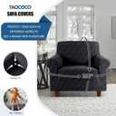 TAOCOCO Stretch Chair Slipcover, 1Piece Non Slip Armchair Cover Washable Chair Sofa Slipcover with 1PCS Throw Pillow Cover, Jacquard Furniture Protector for Pets Dog(1 Seater,Black)