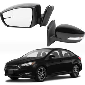 Dasbecan Left Driver Side Mirror Assembly Compatible with 2015-2018 Ford Focus Black Rearview Mirror w/Blind Spot, Power Glass and Turn Signal (5Pin) (15-18 Left)