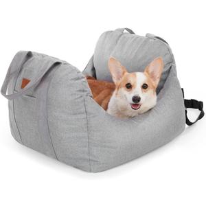 PET AWESOME Dog Car Seat, Puppy Booster Seat, Travel Carrier Bed for Small and Medium Pets (Light Grey)