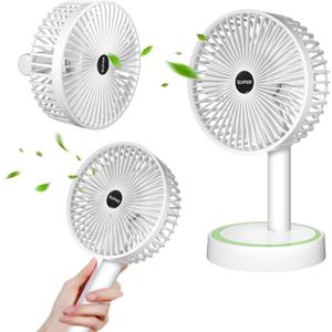 180 Foldable Small Desk Fan & Handheld Fan, 6.5 in Wireless,3 Speeds Battery Powered Portable Fan USB Rechargeable, Office Bedroom Dorm Camping Travel Cruise Essentials, Gifts for Women Men