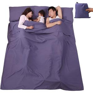 Sleeping Bag Liner, Lightweight Portable, Soft Travel and Camping Sheet, with Compact and Carry Bag, for Travel, Hotel (L (210*180cm) (Two Person), Purple)