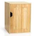 Fasmov 2 Tiers Cube Storage Organizer, Bamboo Bookshelf, Display Bookcase, Storage Cube Cubby Organizer with Door, Stackable Cubes Bin Small Cabinet for Bedroom, Home and Office