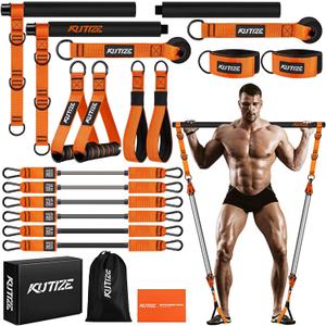 Pilates Bar Kit with Resistance Bands, Heavy Duty Pilates Equipment for Men, Strength Training Bar for Legs, Hip, Back, Arm, Abs, Chest, Shoulders, Portable Home Gym Full Body Workout Equipment (1-Orange) Pilates Bar Kit with Resistance Bands, Heavy Duty Pilates Equipment for Men, Strength Training Bar for Legs, Hip, Back, Arm, Abs, Chest, Shoulders, Portable Home Gym Full Body Workout Equipment (1-Orange)