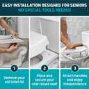 Lunderg Raised Toilet Seat with Handles - Round - Easy to Install Toilet Seat Risers for Seniors - Adds 3 Inches & Works like the one you’ve always used - Elegant design - No Hospital Vibe