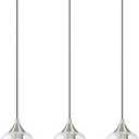 VONLUCE Pendant Lights Kitchen Island, Brushed Nickel Pendant Light Fixtures with E26 Base & Adjustable Cable, Modern Pendant Lighting with Glass Shade for Living Room Bedroom Hallway, 3 Packs