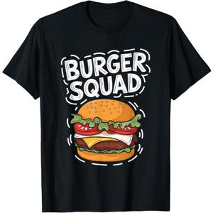 Burger Squad, Cheeseburger Crew Burger Lover Fast Food T-Shirt, Size L