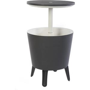 Keter Modern Cool Bar Outdoor Patio Furniture and Hot Tub Side Table with 7.5 Gallon Beer and Wine Cooler, Dark Grey
