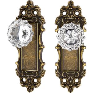 Antique Dummy Door Knobs Interior Bronze 2 Pack Doorknob Crystal Glass Closet Door Handle Vintage Door Pulls for Pantry Door Hallway
