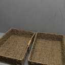 StorageWorks Large Seagrass Tray for Bathroom, Seagrass Storage Baskets for Shelves, Handwoven Natural Wicker Baskets for Organizing, 2-Pack (15 "L x 11 "W x 3 "H)