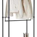 Amazon Basics Adjustable Double Rod Rolling Garment Rack, Hanging Clothes Closet Organizer with Wheels, Heavy Duty, 36" x 14" x 72", Black