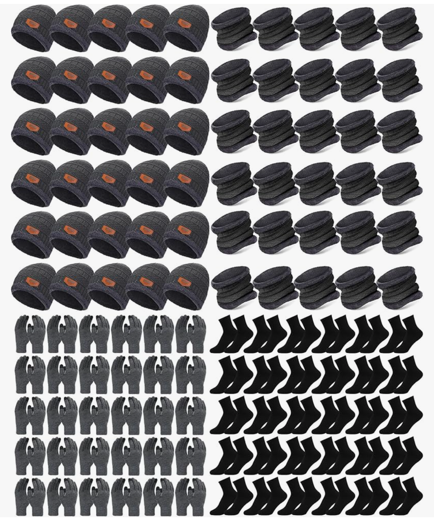 Suhine 120 Pcs Winter Beanies Hats for Men Women, Knit Skull Caps Bulk Cold Weather Unisex Acrylic Knitted Cuff Hat