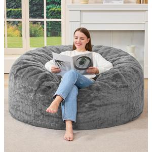 Hobestluk Bean Bag Chairs Adult Bean Bags with Fluffy Cover, Large Beanbag Chair with Filler Giant Bean Bag Chairs for Adults for Living Room, Bedroom (Light Grey, 4FT - 44 x 44 x 24)