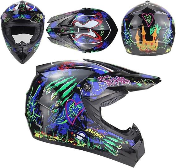 VIRTUE "Full Face Helmet - Ultimate Protection for Mountain Biking, BMX, and Downhill Riding"for Men and Women - Adjustable Fit (Large) Combo Helmet Gloves Goggles