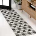 JONATHAN Y TSN201A-28 Darcy Traditional Geometric Bold Gingham Black/Cream 2 ft. x 8 ft. Indoor/Outdoor Runner Rug, Pet Friendly, Stain Resistant, Easy-Cleaning for Home, Patio, Backyard, Porch (2' x 7'10" (Rectangular))