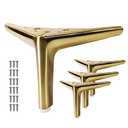 VEHCIL 6-inch Brushed Gold Furniture Legs, Legs for Furniture Set of 4 Modern Furniture Feet Metal Table Legs for Cabinet Sofa Couch Chair Bed Dresser Wardrobe Risers DIY Replacement