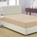 Mellanni Queen Fitted Sheet - Iconic Collection Bedding Sheets with up to 16 inch Deep Pocket - Soft & Cooling - Fade & Stain Resistant - 1 PC (Queen, Beige)