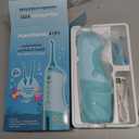 AquaSonic Kids' Water Flosser for Ages 6+ | Standard Nozzle, Orthodontic Nozzle & Waterproof Stickers | 4 Flossing Modes | Aquarium Adventures Theme (Blue)