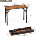 TEMI Small Computer Desk Folding Table - No Assembly, Compact 35.8" Foldable Desk with Power Outlets & USB Charging Port, Portable Small Office Desk, Ideal Mini Study Table for Narrow Spaces, Brown