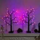 Halloween Decorations Indoor - 2 Pack 24 Inch Halloween Spooky Tree with Lights, Light Up Tabletop Black Tree Decor for Home Party