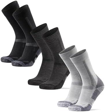 DANISH ENDURANCE Merino Wool Hiking Crew Socks for Men & Women, Cushioned Anti-Blister, Breathable - 3 Pairs (Color: Multicolor (Black, Light Grey, Dark Grey/Black), Medium)