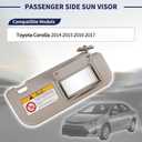 Passenger Side Sun Visor Fit for Toyota Corolla 2014 2015 2016 2017 Replace 74310-02G40-B0 Front Right | Sun Protection Shade | Makeup Mirror | Gray