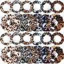 WILLBOND 24 Pcs Satin Scrunchies for Women Silk Hair Ties Set 2 Sizes Soft Ponytail Holders for Thick Curly Hair Assorted Colors for Daily Use Wedding Party Gifts(Bright Colors, Leopard)