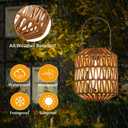 2 Pack Solar Lanterns Outdoor Waterproof, Rattan Solar Lights for Yard, Outdoor Garden Lights, Hanging Lanterns Decorative Birthday Gifts for Mom Grandma, Outdoor Lanterns for Porch Patio Pathway