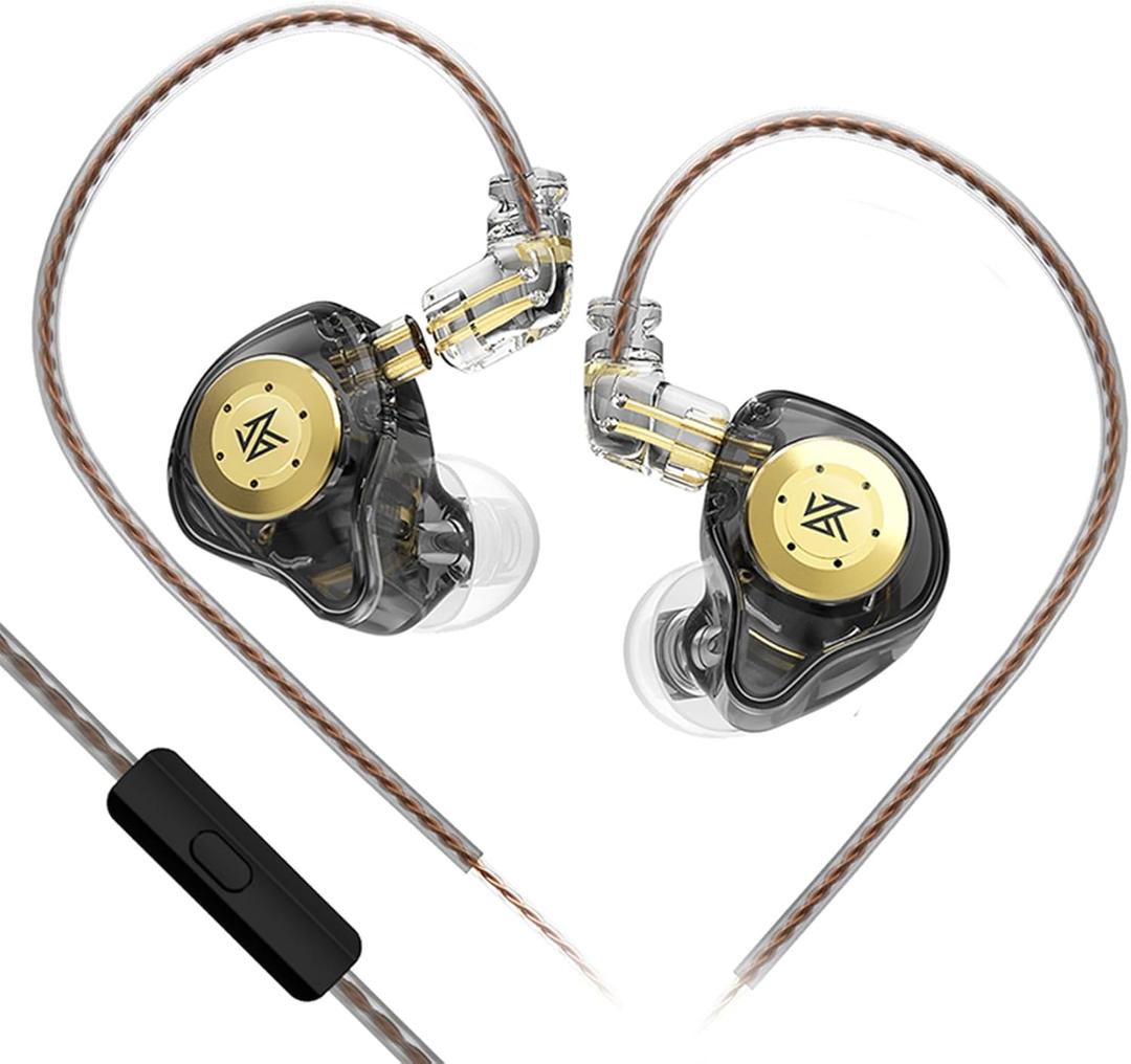 Gaming Earbuds, IEM Earphones Headphone with 1DD, IEM for Gaming, HiFi Deep Bass in Ear Monitors with New 10mm Dynamic Driver Detachable Cable for Video Music Church (Black, with mic)