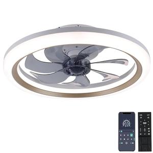 OurEDee 20'' Ceiling Fan with Lights & Remote, Low Profile, 6 Wind Speeds, Dimmable Light, Modern White Flush Mount, Smart for Home (Black+Grey)