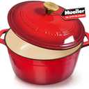 Mueller 6 Qt Enameled Cast Iron Dutch Oven, Heavy-Duty Casserole Dish and Braiser Pan with Lid and Stainless Knob, Safe for All Cooktops