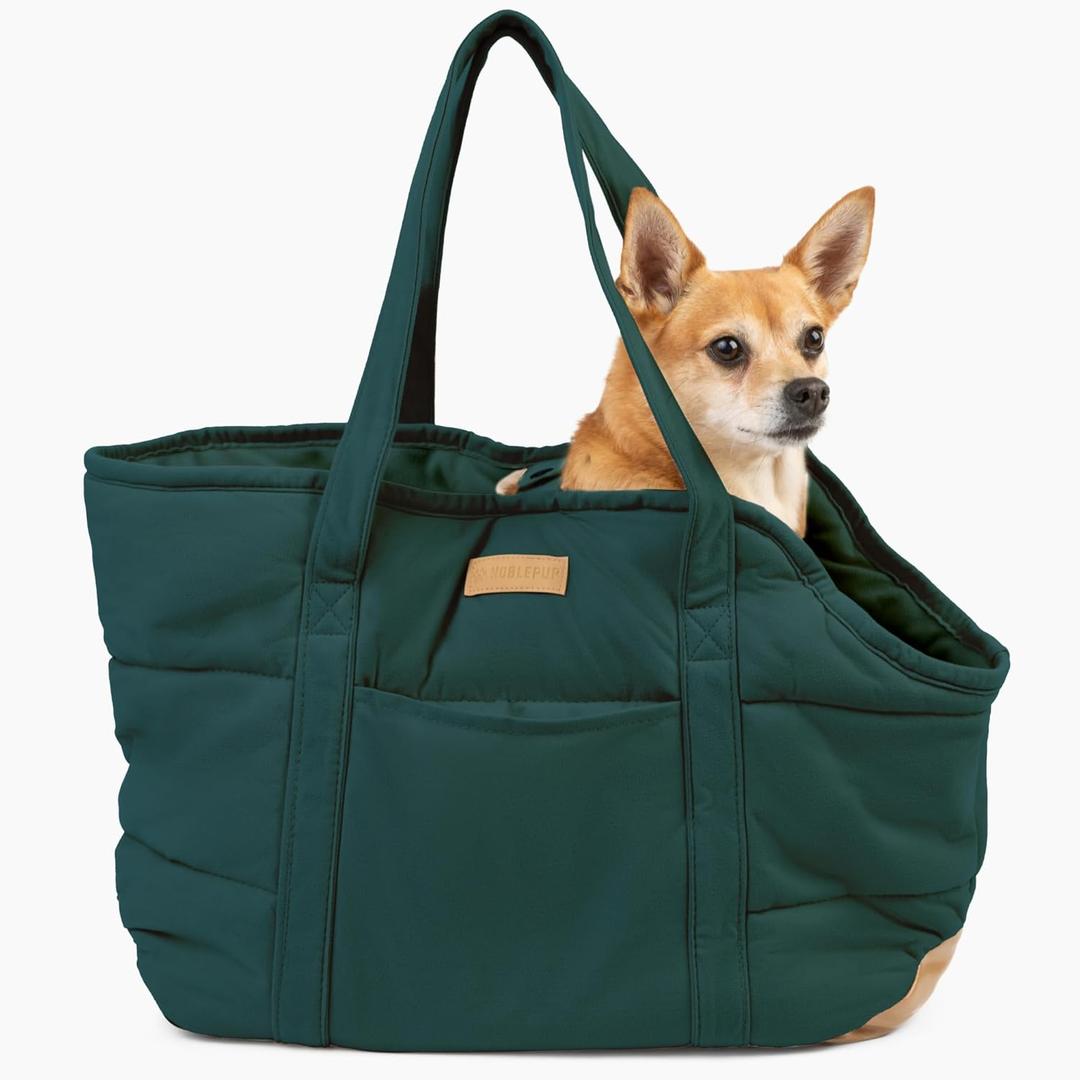 Cozy Plush Dog Purse Carrier for Small Dogs - Dog Carrier Purse with Secure Harness Clip, Dog Tote Bag for Small Dogs and Puppies - Green
