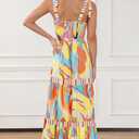 AlvaQ Women's 2025 Summer Sleeveless Floral Print Maxi Dress Strap Square Neck Beach Sun Dress (L)