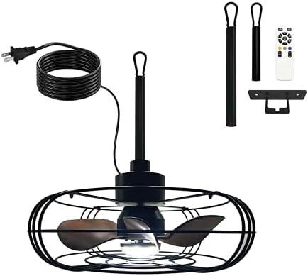 ETUOLMP Outdoor Ceiling Fan with Light and Remote, 21" Wet Rated Outdoor Fans for Patios & Gazebo, 6-Speed Adjustable, 3-Color Dimmable LED (Black)