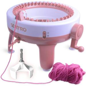 SENTRO 40 Needles Knitting Machine with Electric Adapter, Knitting Board Rotating Double Loom,Smart Weaving Loom Round Knitting Machines, Weaving Loom Machine Kit for Automatic Knit