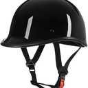 Yesmotor Motorcycle Helmet Half Shell Hawk Style Helmets Compact Lightweight Open Face for Motorcycle Street Bike Cruiser Moped - DOT Approved (Light Black,XL)