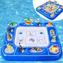 Pool Inflatable Game Table with Waterproof Playing Cards(35.5 inches35.5 inches,Blue/White) (1 Set)