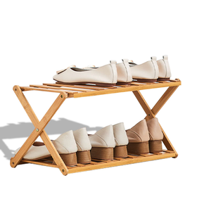 2 Tier Shoe Rack, Multi Tier Foldable Bamboo Shoe Organizer Rack Multifunctional Storage Free Standing Shoe Shelf